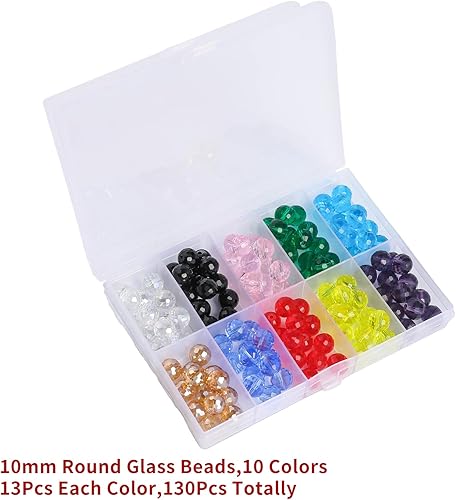 Miniatura 8 de FZH - 200 cuentas redondas de cristal de 0.315 pulgadas para la fabricación de joyas, cuentas de cristal Rondelle facetadas, cuentas de cristal para