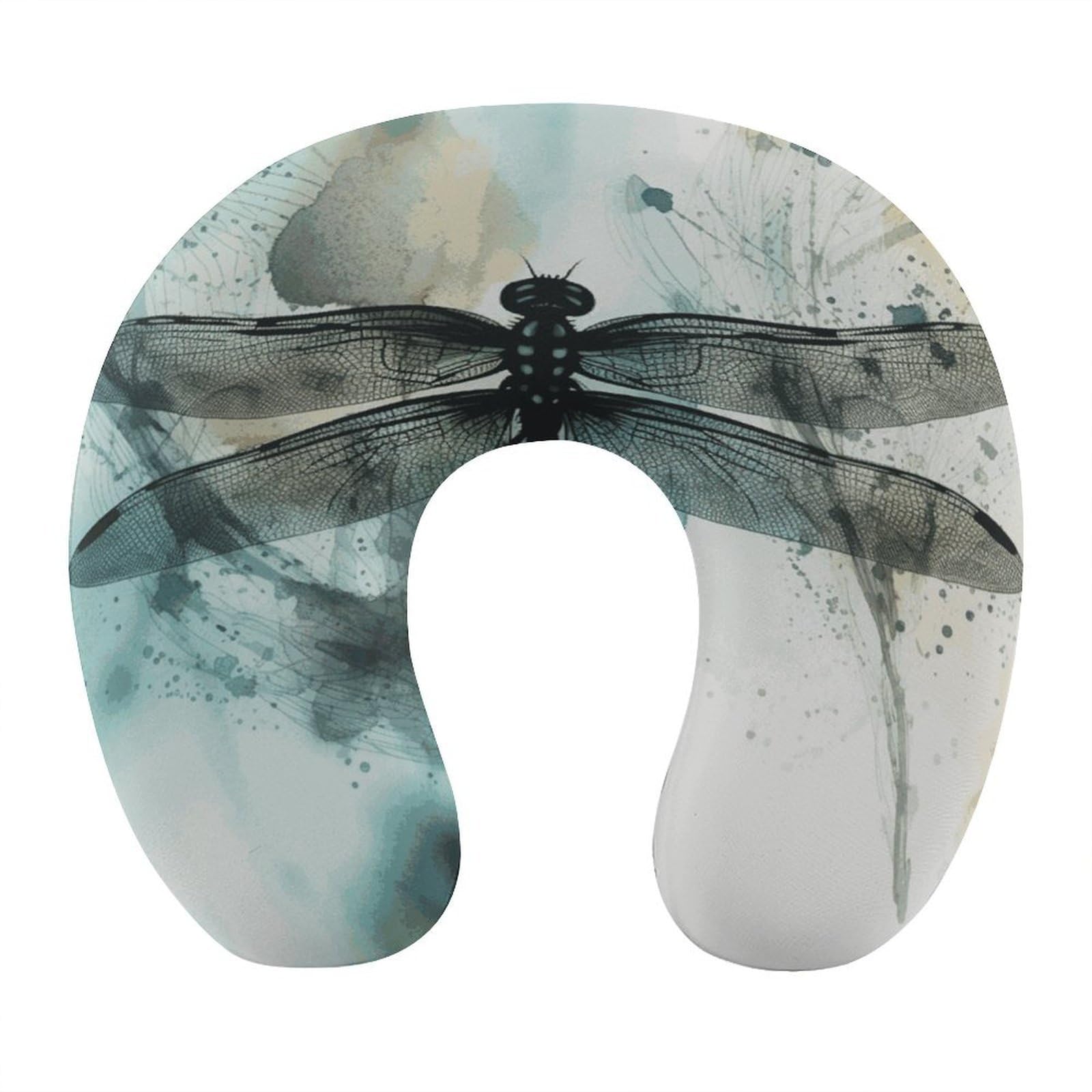 Btcowzrv Style Ink Dragonfly U Shaped Neck Pillow Travel Pillows