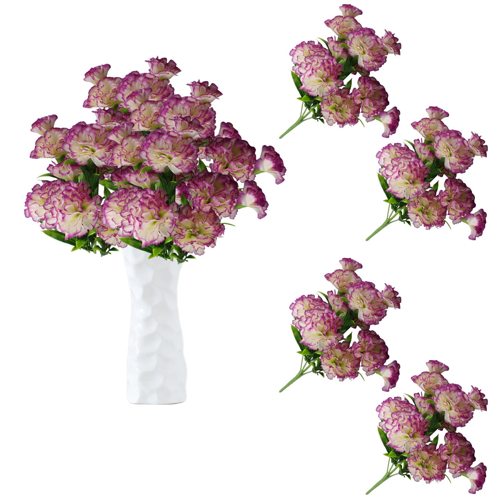 astylishome Faux Flowers that Look Real Artificial Carnations Flower with Beauty of Nature 40 Bundles Realistic Bouquet for Home Office Table Decoration Gift Purple 0409