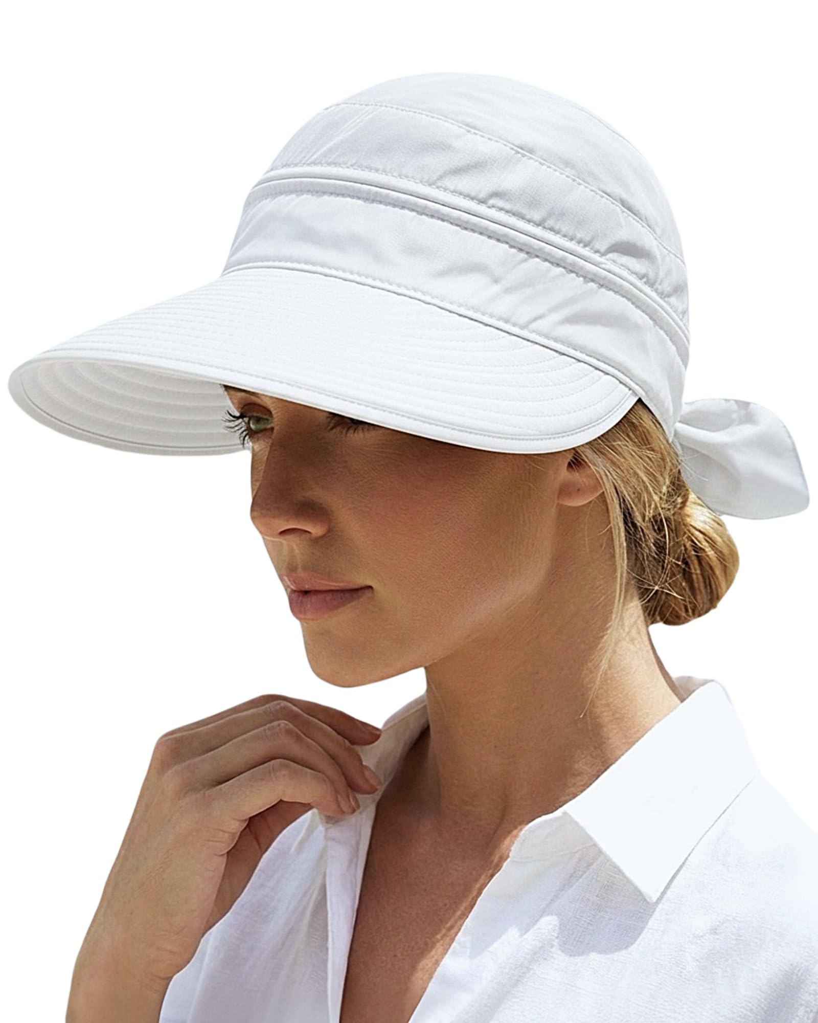 2-in-1 Women’s Sun Visor Sun Hat Zipper Off Ponytail Friendly, Lightweight Quick Dry, Summer UV Protection