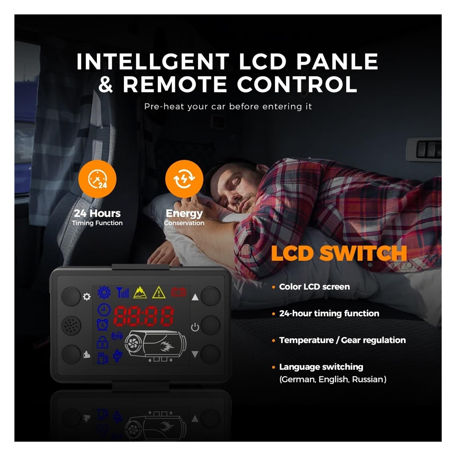 Ogrzewacz Samochodowy 12V/24V, 8 KW, Nagrzewnica Powietrza Na Olej Napędowy Z Tłumikami, Przełącznik LCD I Pilot, Do Samochodu, Przyczepy, Ciężarówki, Ogrzewanie Postojowe Łatwy w instalacji