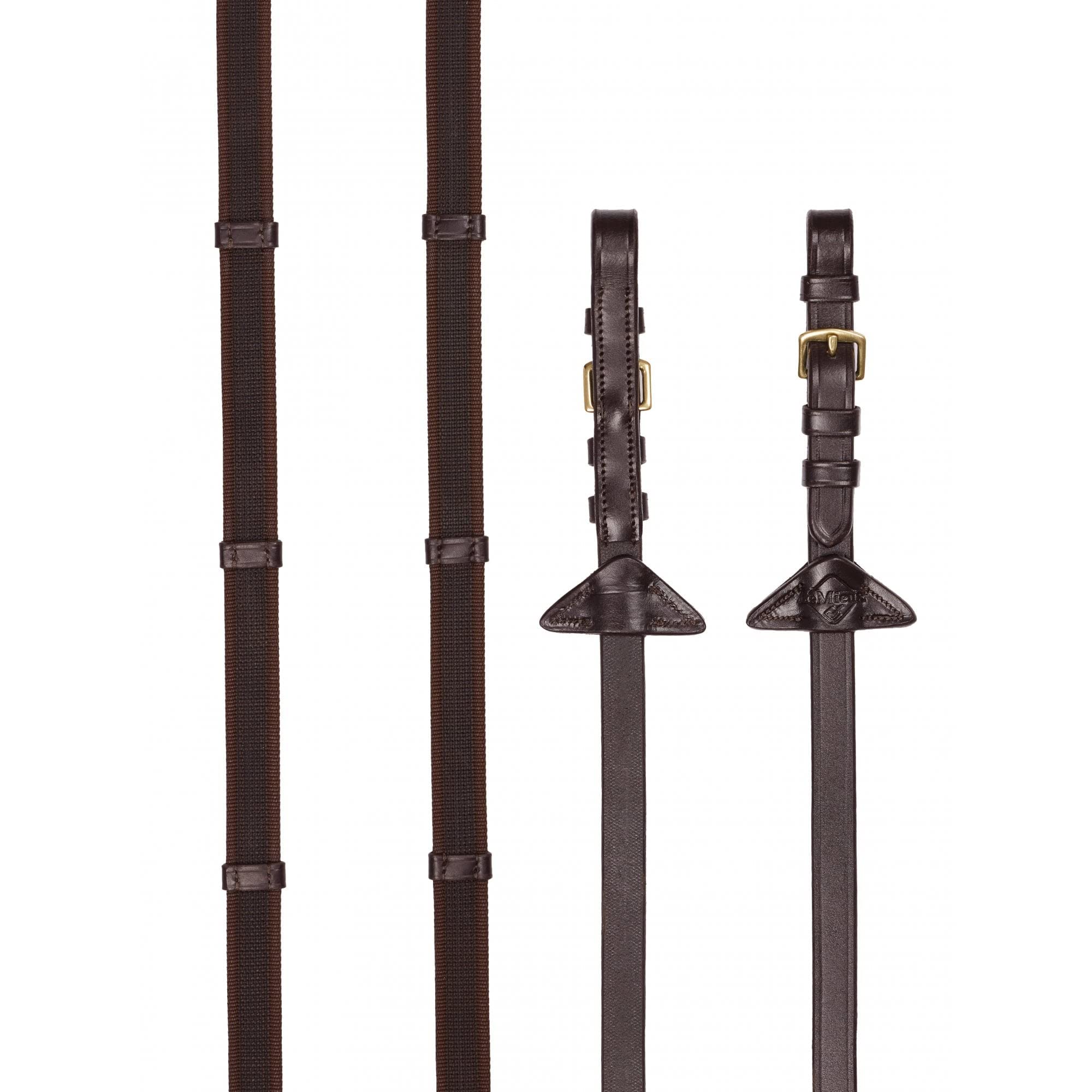 LeMieux Rubber Grip Continental Reins - Havana/Brass Cob
