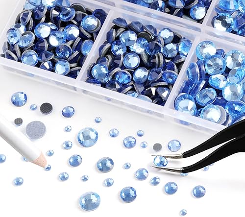 Miniatura 82 de 6736 diamantes de imitación termoadhesivos con parte trasera plana, diamantes de imitación rosa intenso para manualidades, ropa mezclados en 5 Rosa