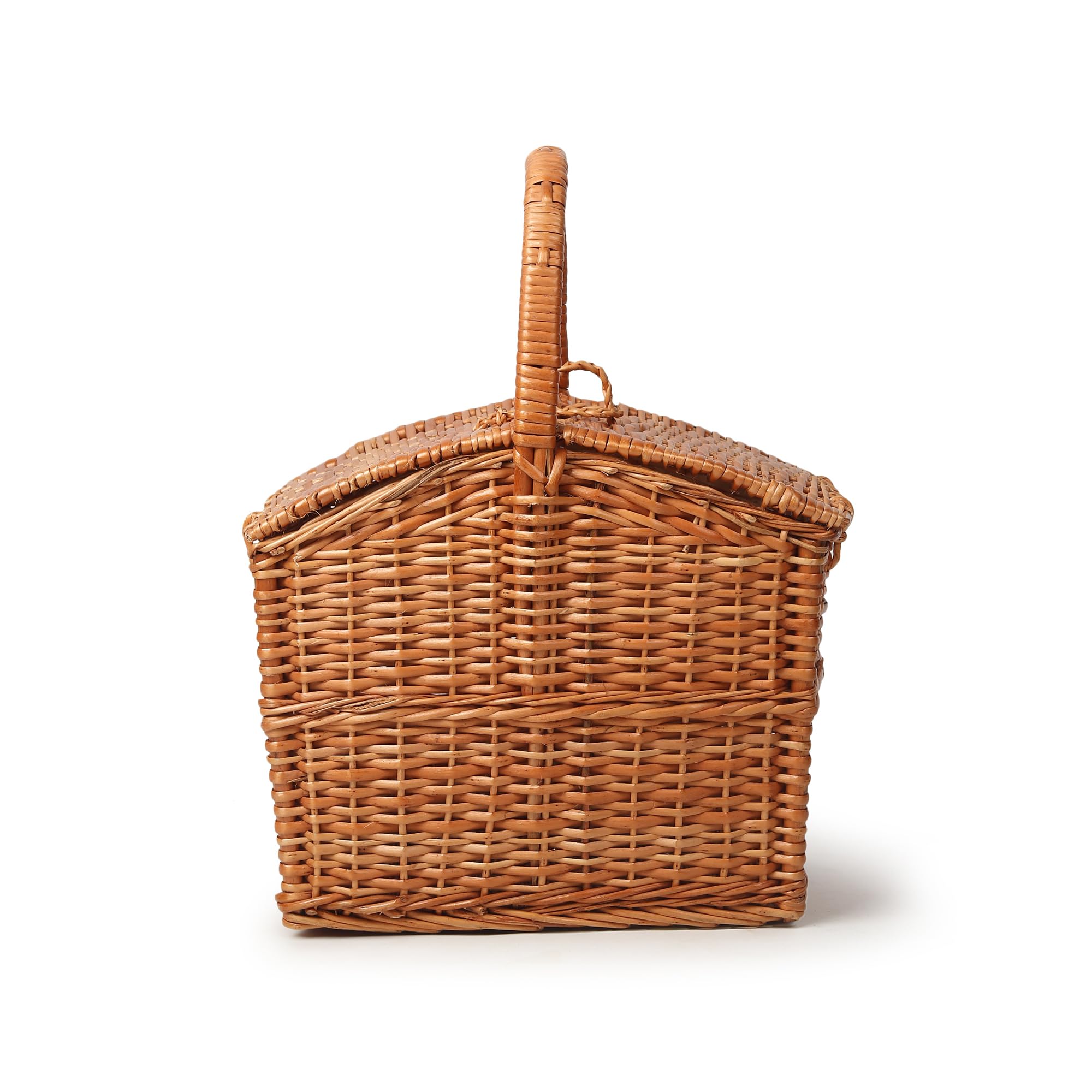 Habere India-All the Cultures Fabricating India Wicker Basket for Lunch | Picnic Basket with Top Handle | Modern Picnic Baskets | Bamboo Food Baskets, Rectangular, Brown (Medium: L32 x W23 x H28 cm)