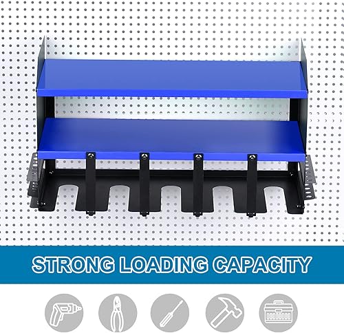 Miniatura 5 de Organizador de herramientas eléctricas de 3 capas, 5 estantes de almacenamiento de taladros, estilo de montaje en pared, estante de herramientas de