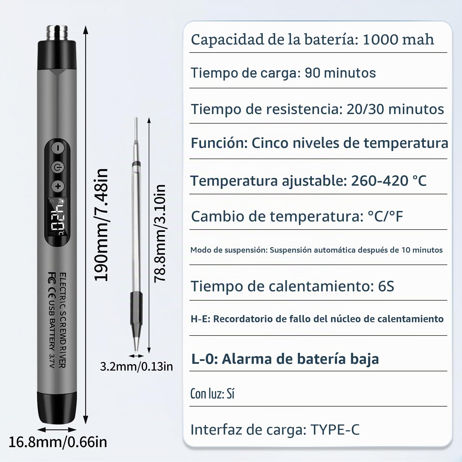 diymore Juego de soldador inalámbrico, USB, 5 velocidades, temperatura ajustable 260 ℃-420 ℃, 3 puntas de soldadura, alambre de soldadura, pasta de soldadura, batería de soldador para reparación de