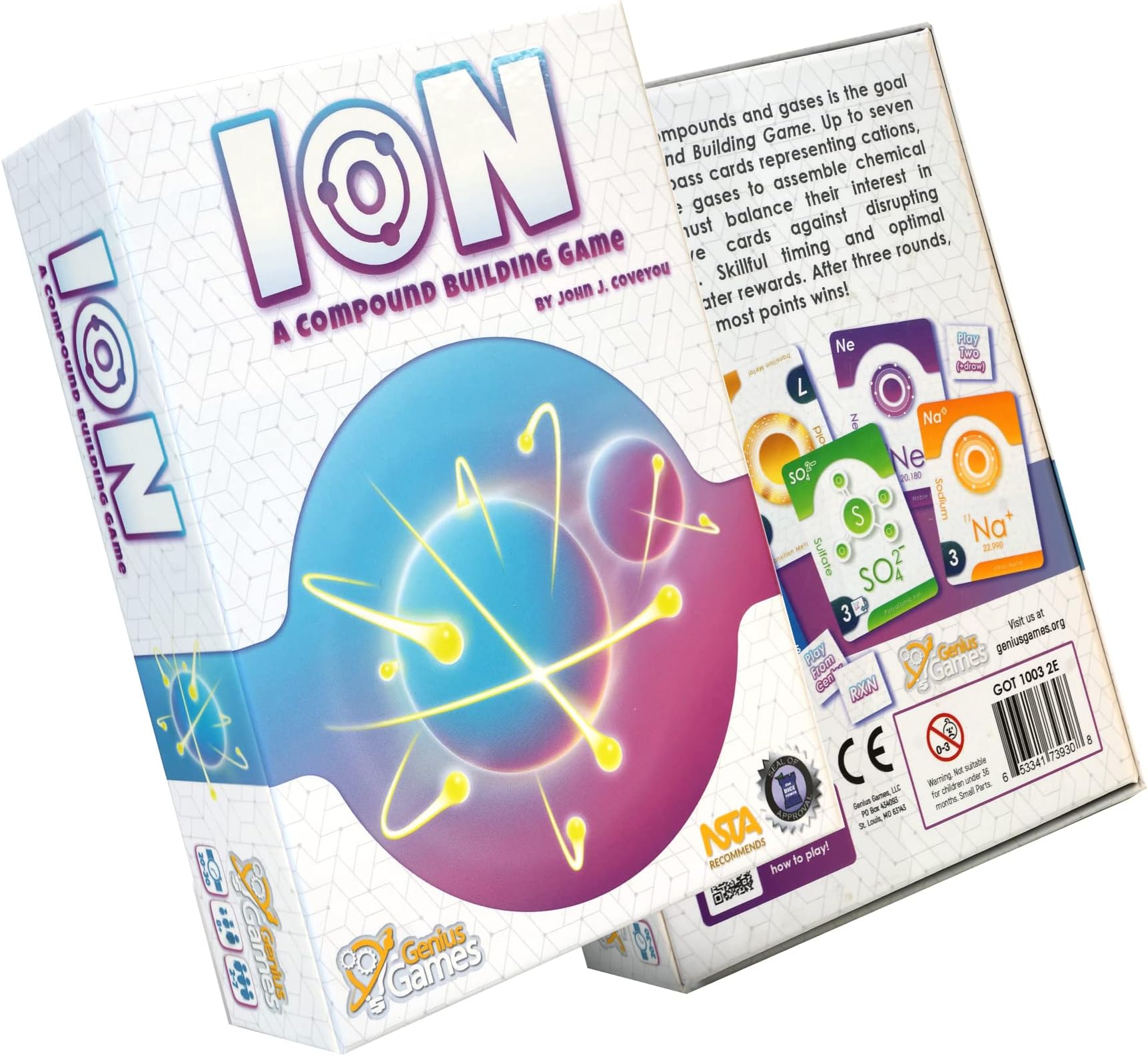 Genius Games Ion: A Compound Building Game (2nd Edition) - A Chemistry Card Drafting Game About Cations, Anion, Noble Gases - Science Accurate Board Game for High School Students, Teachers and Adults