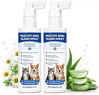 Anal Gland Spray for All Pets – Stops Scooting, Reduces Odors & Soothes Itching, Fast Relief for Dogs & Cats with Aloe Vera & Chamomile – 4.06 FL Oz, 2 Pack