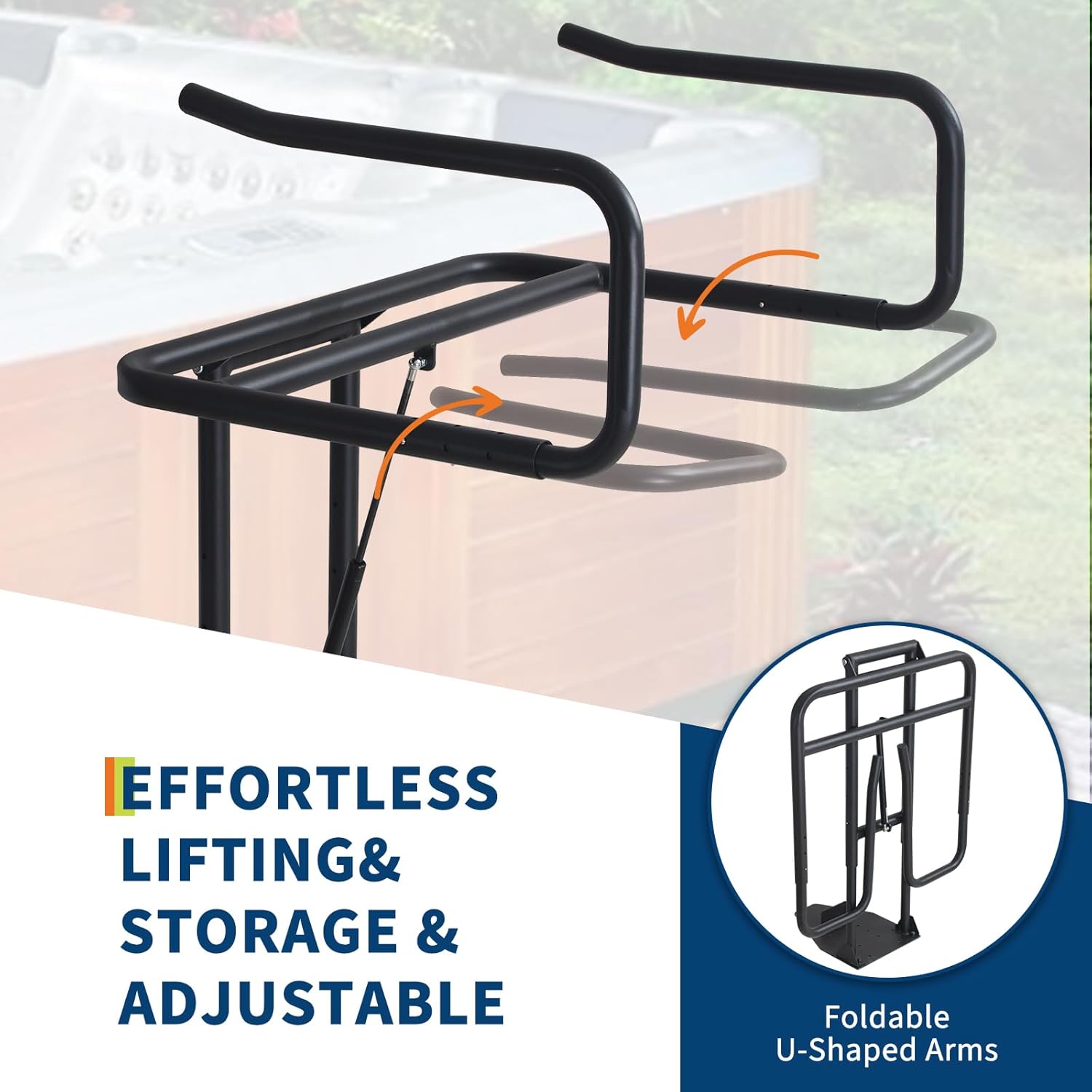 GarveeLife Hydraulic Swimming Pool Spa Cover Lift, Hot Tub Cover Lift, Adjustable Height 30''-40'' and Width 32''-52'', Mounted Underneath on One Side for Various Sizes of Bathtubs Hot Tubs & Spas