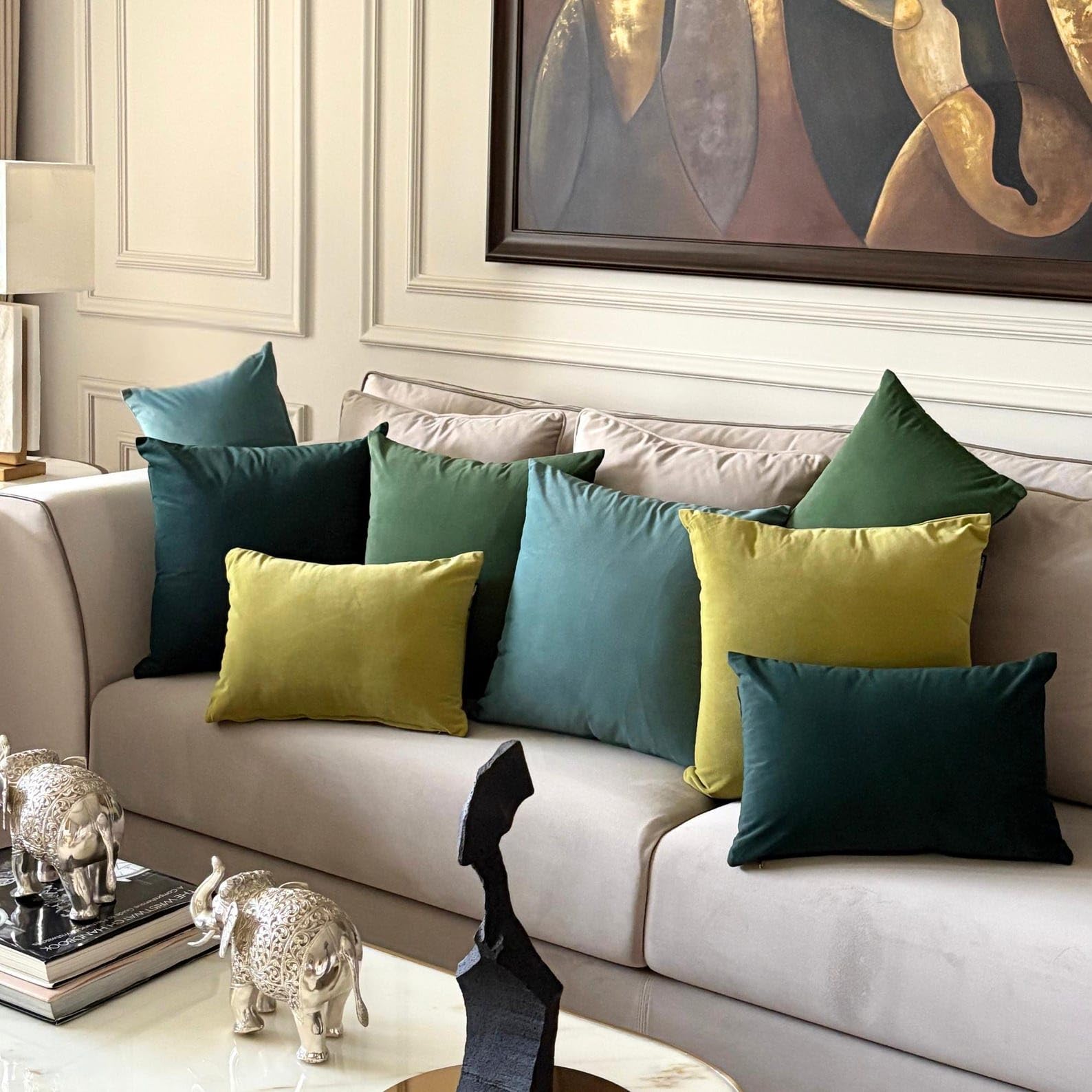 Verde bottiglia Lusso Copricuscino oblungo 50x135 cm | Set di 2 Moderno Velluto Fodera per cuscino | Solido semplice Federe per divano, sofà e letto, arredamento per la casa- Bottle Green Velvet Dream