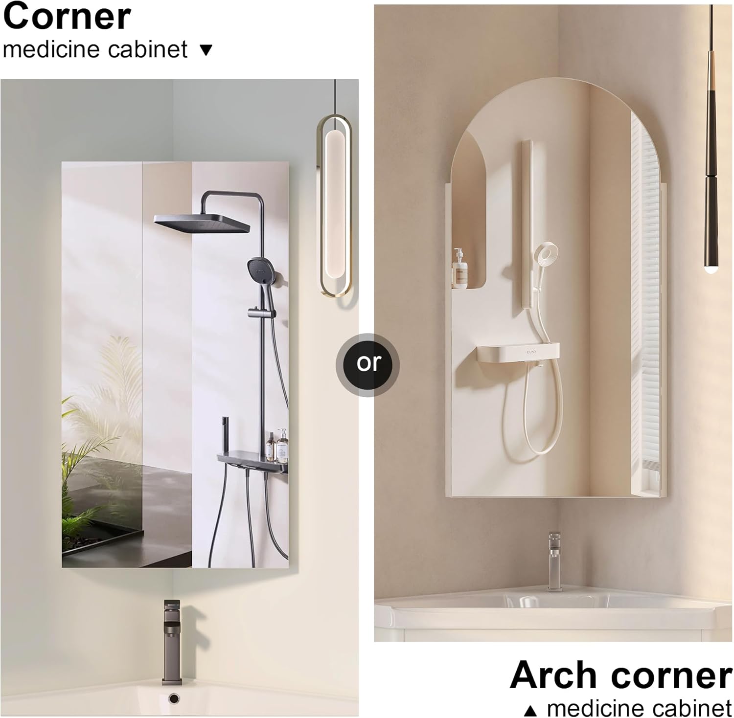 White Corner Medicine Cabinet with Mirror,Arch Medicine Cabinet Wall Mounted for Small Space,Corner Bathroom Cabinet Wall Mounted,Arched Mirror Cabinets for Bathroom,16x31