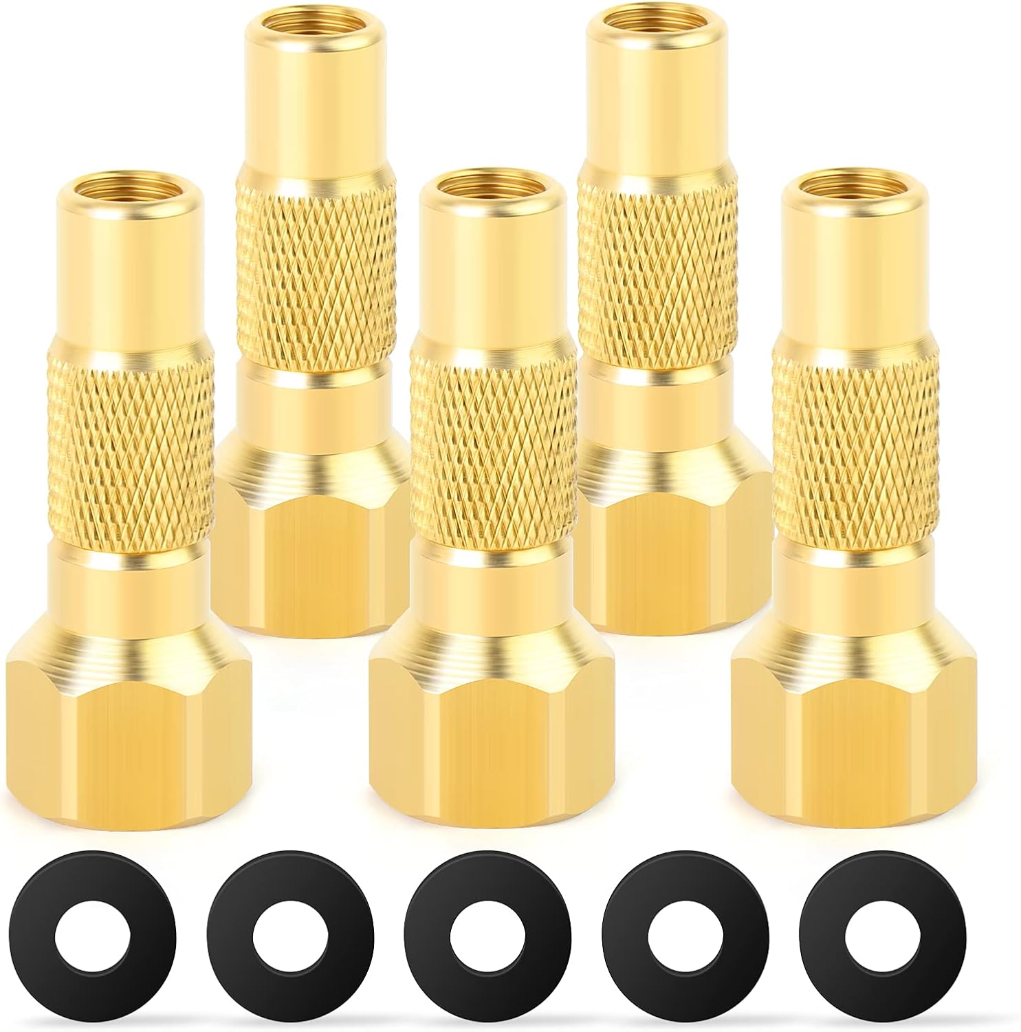 Tire Air Chuck,1/4'' FNPT Heavy Duty Screw on Brass Tire Air Chuck for Tire Inflator Gauge Compressor Accessories Twist-on Chucks(Pack 5 pcs)