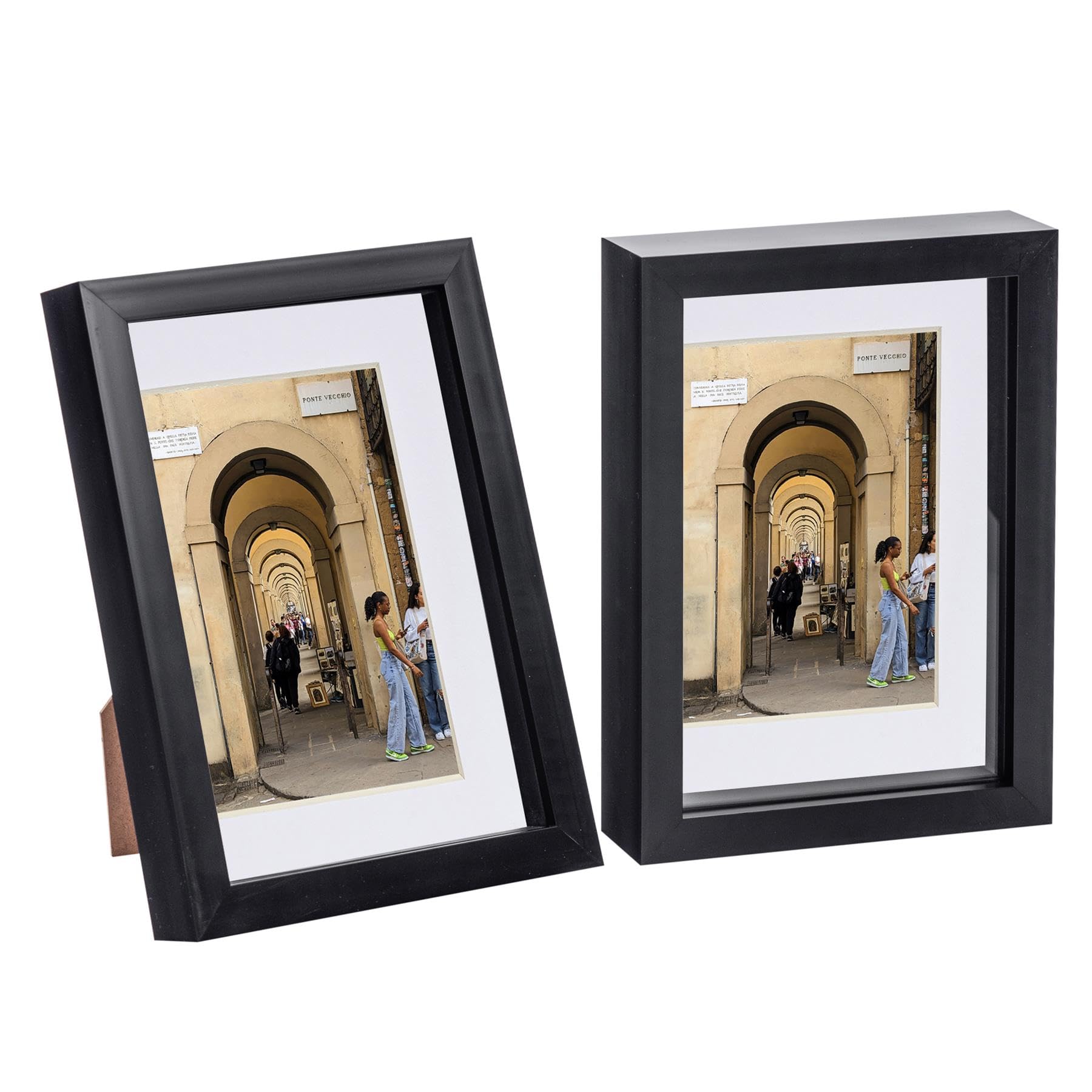 Nicola Spring Acrylic 3D Box Photo Frame with Mount - Black - Pack of 2