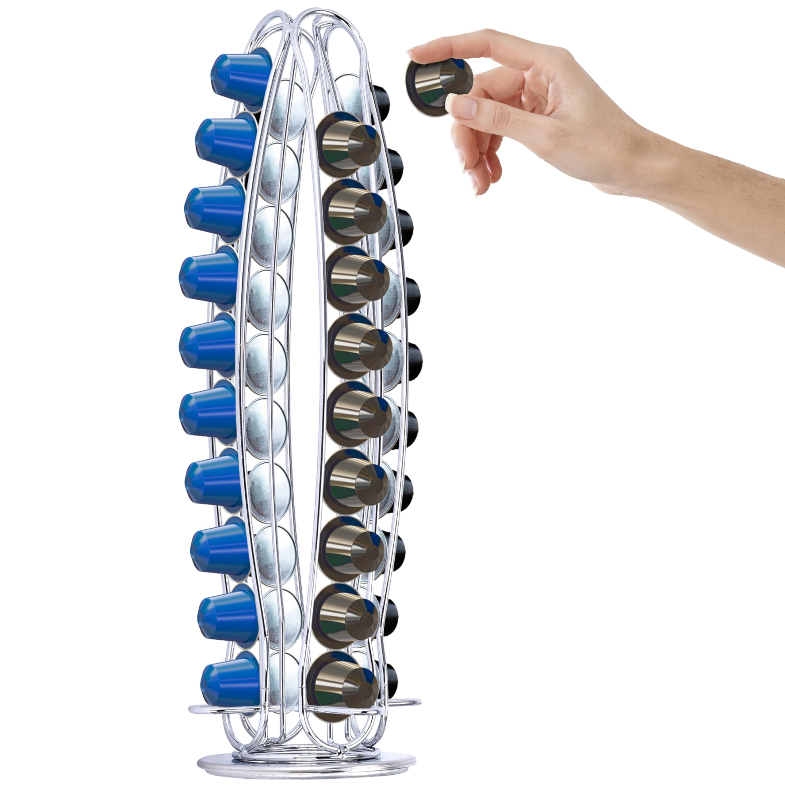 Regal Trunk Coffee Pod Holders for Counter - Capsule Holder Storage Organizer Rack - Accessories for Storage & Organization - Coffee Pod Tower Stand with Iron Base - 16''Hx4''Lx4''W