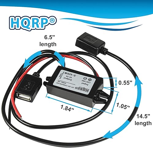 Miniatura 2 de HQRP Convertidor reductor DC-DC de 1224 V a 5 V 3 A 15 W con 2 conectores USB-A hembra Adaptador de fuente de alimentación compatible con panel