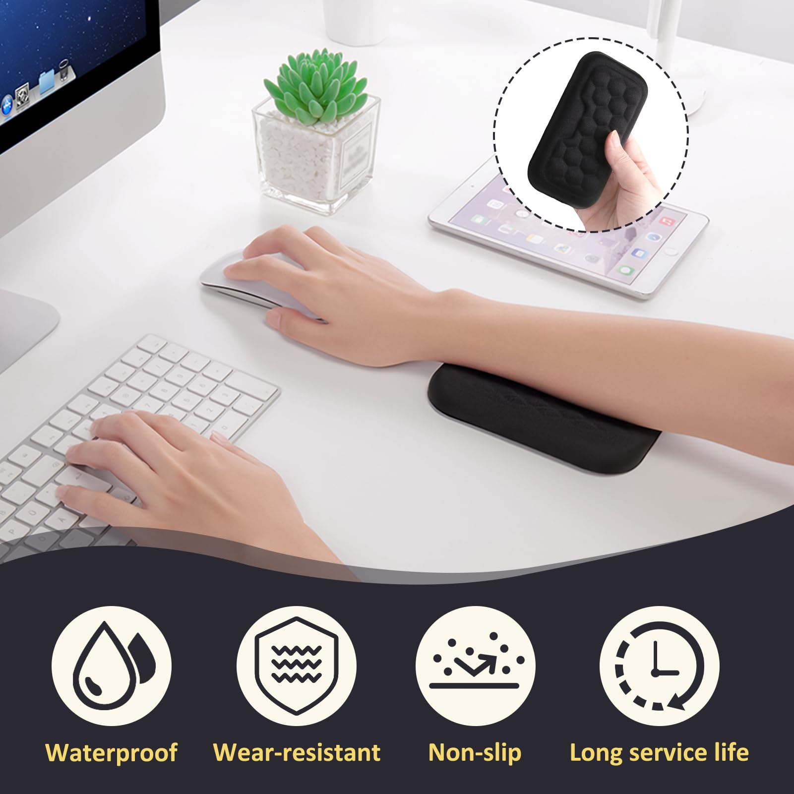 Poggiapolsi Mouse Ergonomico Memory Foam Antiscivolo per Scrivania