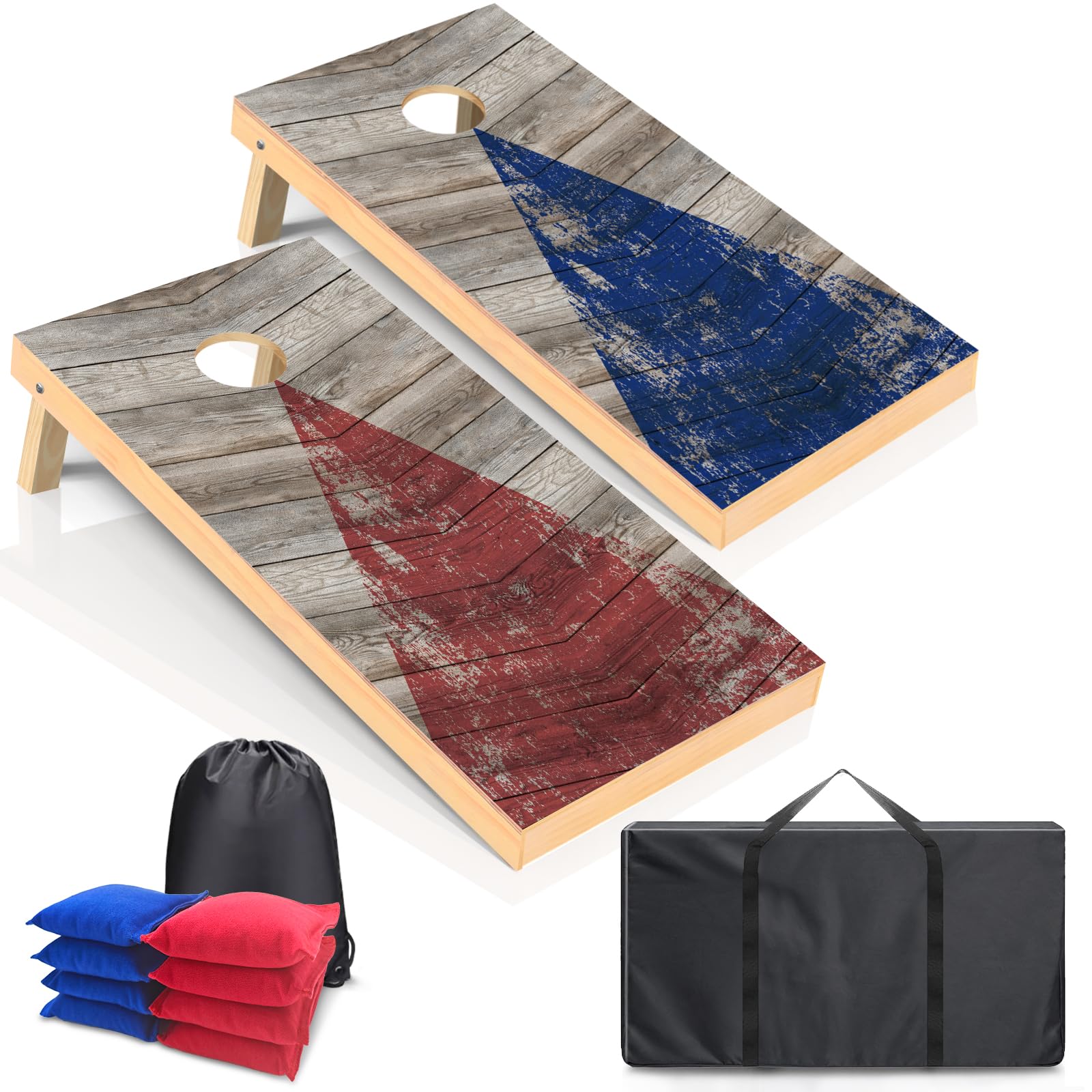 Cornhole Boards Set - Regulation Size 4x2/3x2ft Solid Wood Corn Hole Game Set with 8 Bean Bags and 2 Cornhole Boards - Perfect for Outdoor Game