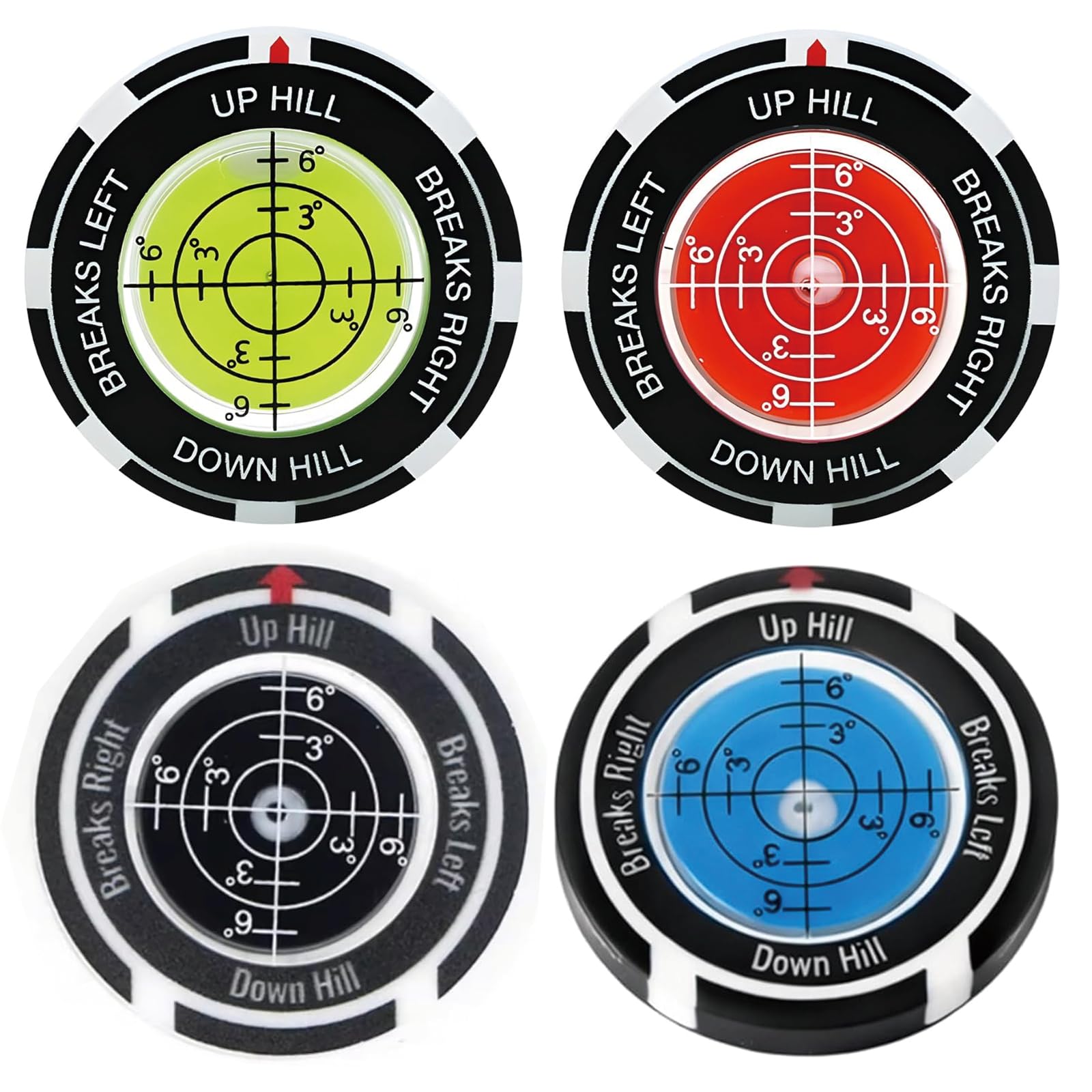 4 Pcs Golf Ball Markers for Putting Green, Essential Golf Accessories with Bubble Level, Professional Golf Markers for Improved Putting Accuracy on Greens