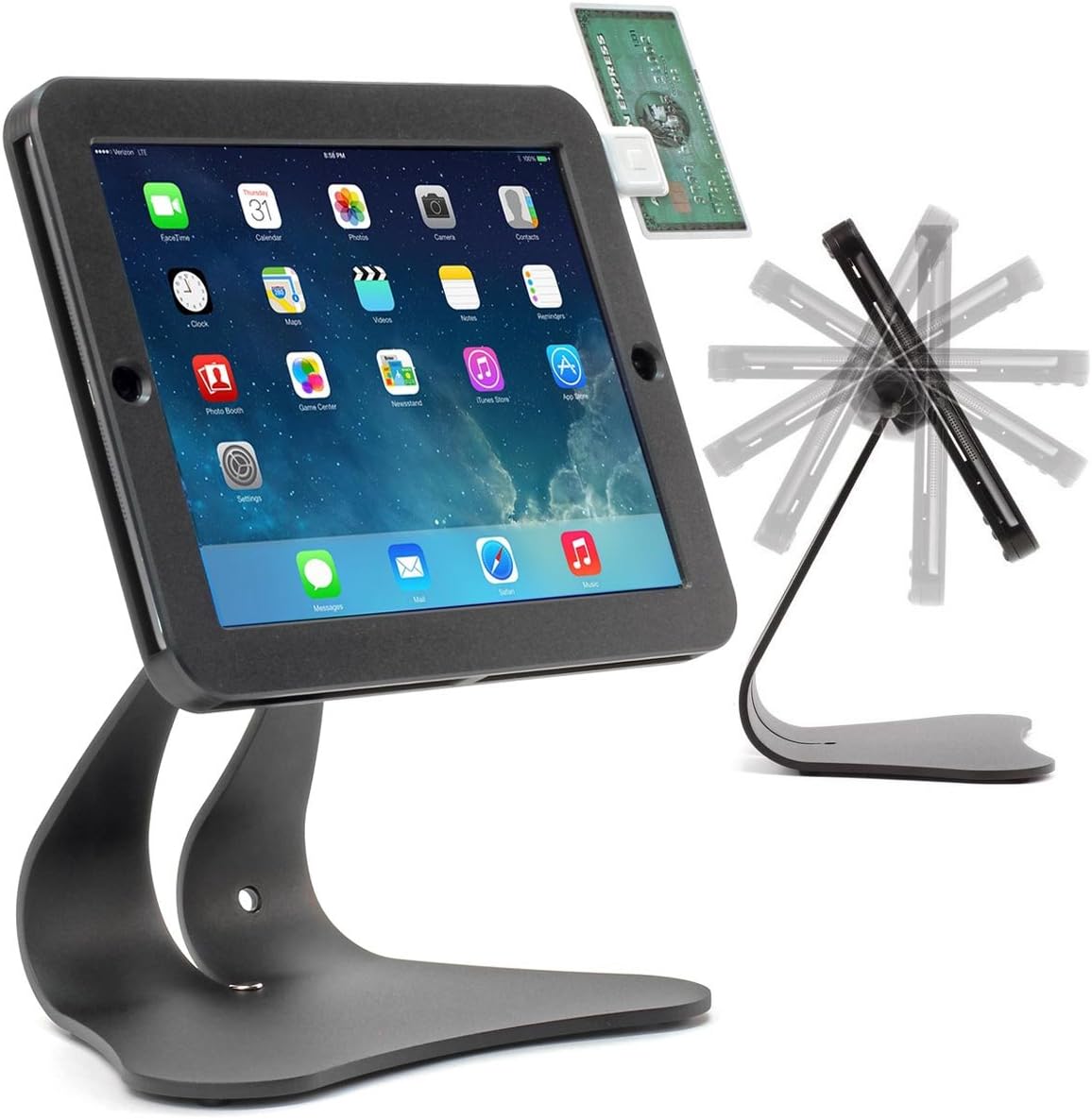 Thought Out EnCloz POS Steel Stand Anti-Theft Security Flip Signature - Black - Made in USA Compatible with Apple iPad Pro 9.7, iPad 9.7 (6g, 5g), Air (2,1)