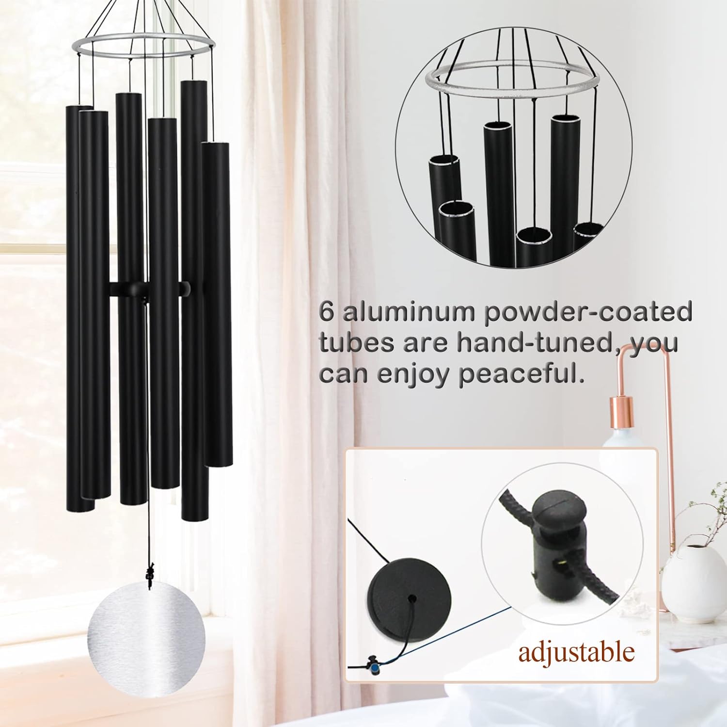 Wind Chimes Large Outdoors Clearance Deep Tone, 45" Sympathy Wind Chimes in Loving Memory of Someone, Memorial Wind Chimes Gifts for Mother's Day, Metal Wind Chimes Outdoors Garden/Yard Décor(Black)