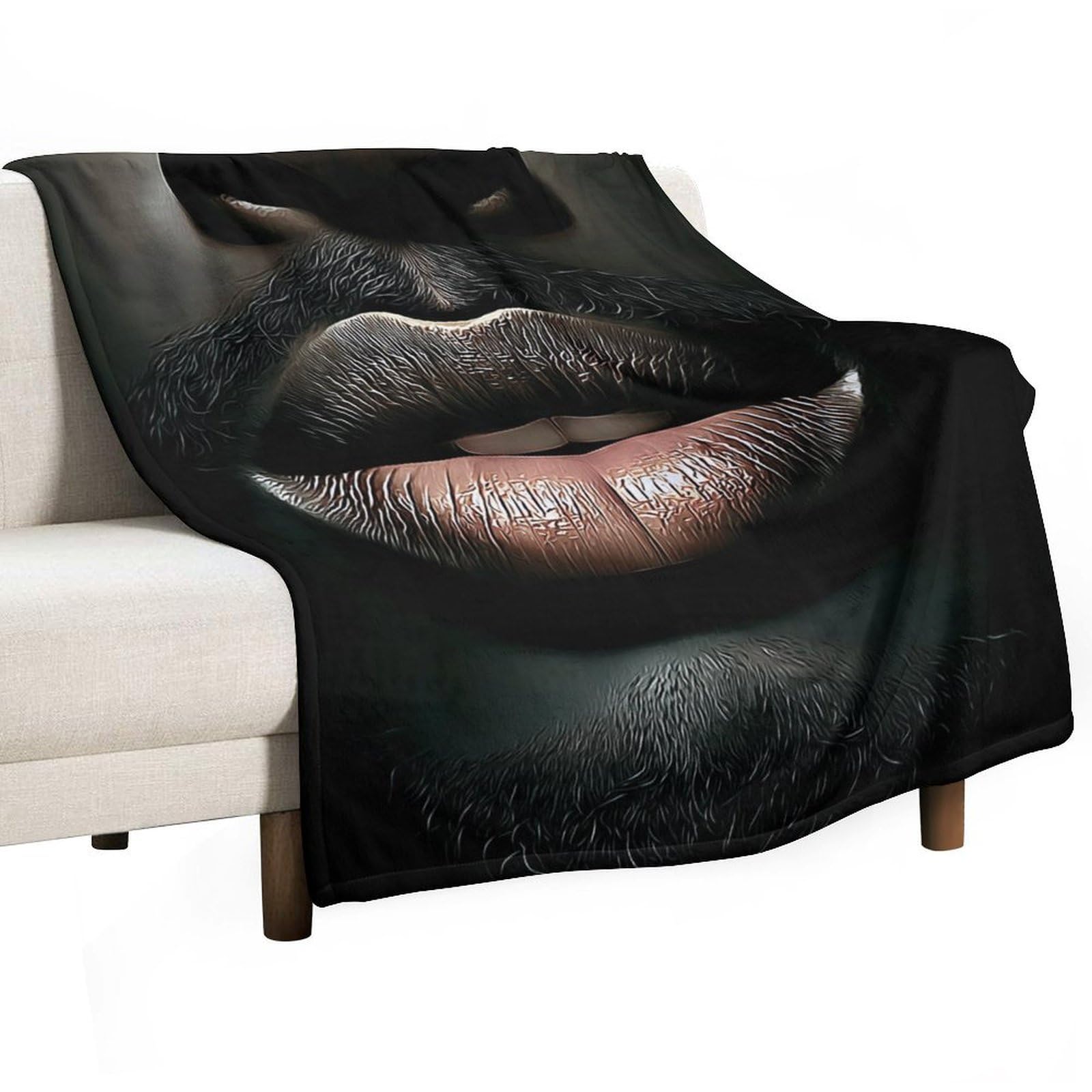 Jubonexis Black Man's Lips Anti Pilling Throw Blankets Cozy Durable Blanket for Bedroom Living Rooms Couch Sofa Bed 130x150cm(50x60in)