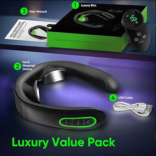 Miniatura 7 de Masajeador de cuello para aliviar el dolor de tejido profundo, masajeador inteligente de cuello con calor, dispositivo de drenaje linfático portátil