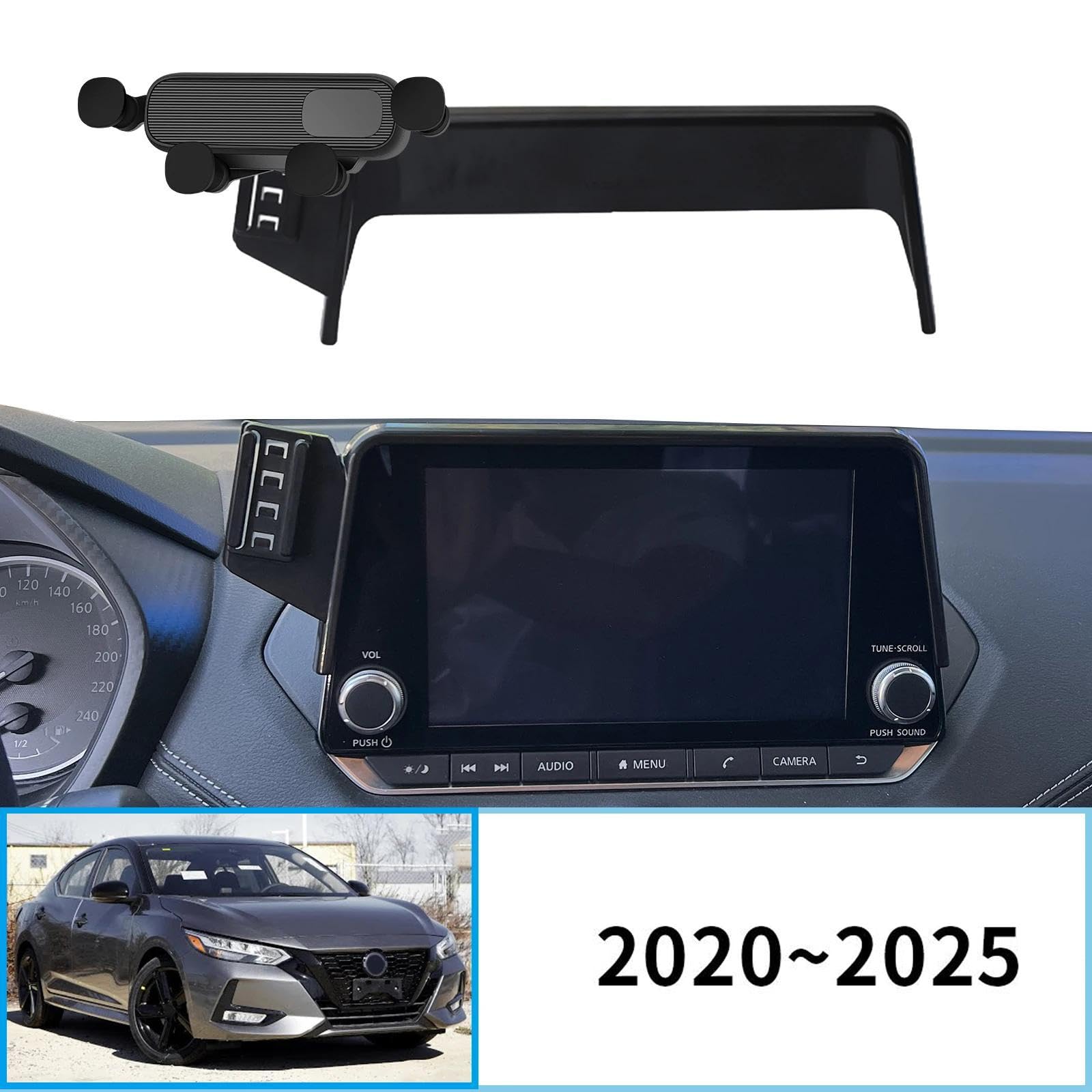 Uchwyt Samochodowy na Telefon dla Nissan Sentra B18 2020-2025, uchwyt samochodowy na telefon komórkowy, ekran, stała podstawa, stojak na nawigację GPS (podstawa i uchwyt 2)