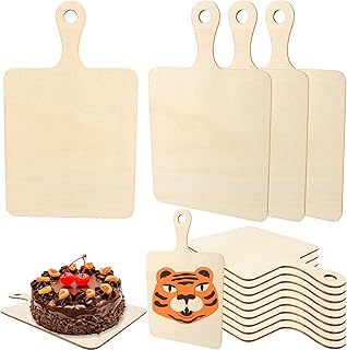 24 Pack Unfinished Rectangle Wood Cutting Board Wooden Mini Blank Paddle Cheese Bread Board Set with Craft Hemp Rope for Painting DIY Home Kitchen Cooking Decor
