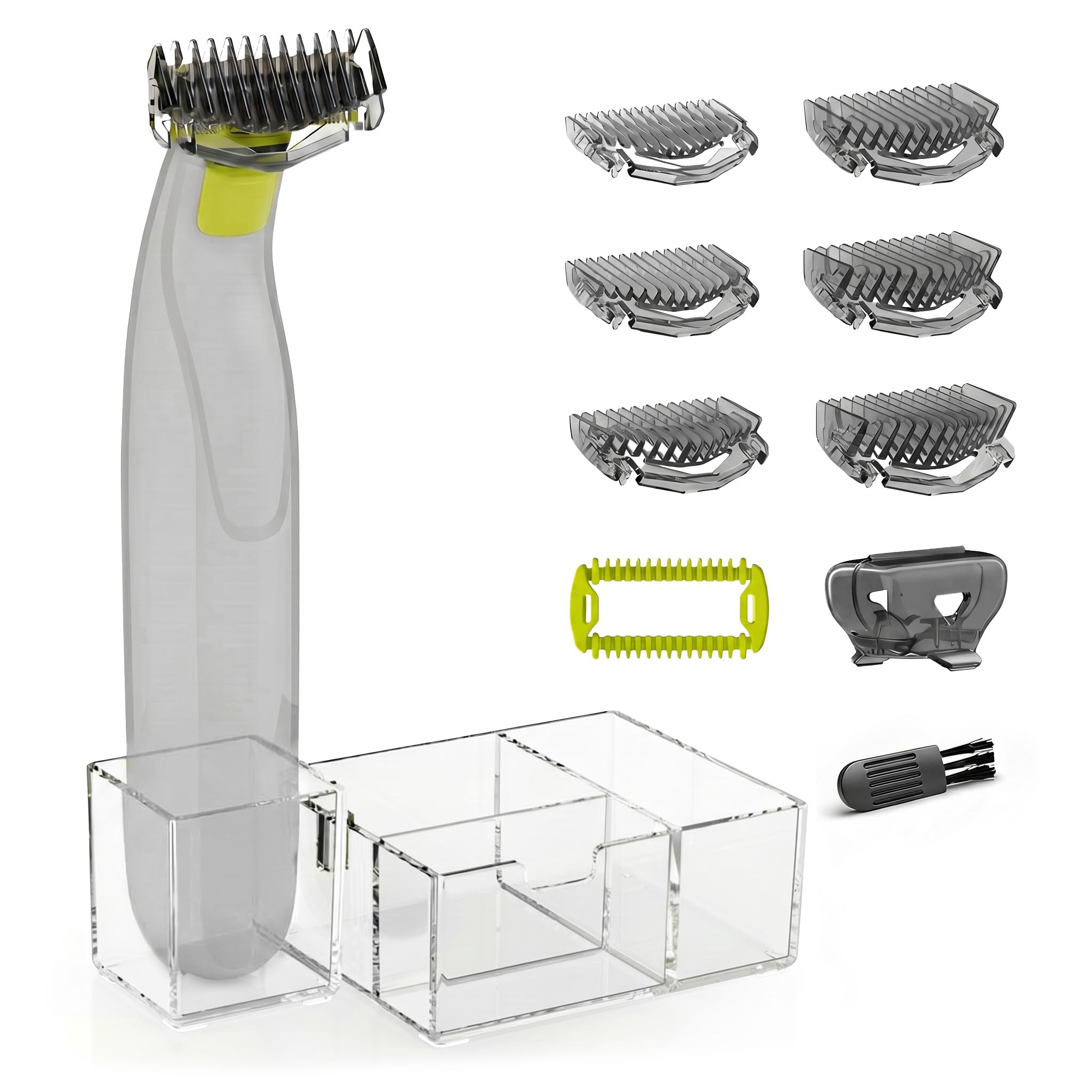 Guards OneBlade Plus Kit with 1-6mm Guide Combs (6 Sizes), Replacement Body Comb and Acrylic Organizer
