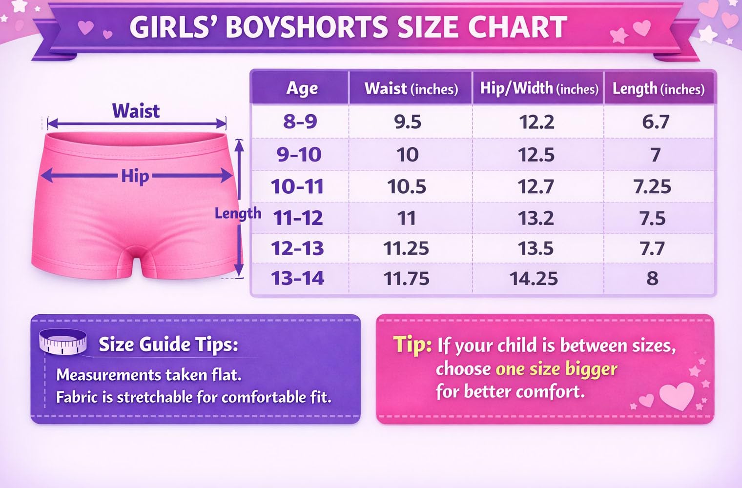 JSR Girls Organic Cotton Boyshorts Bloomer Panties Underwear in Boyleg Style (11-12 Years) Multicolour 2