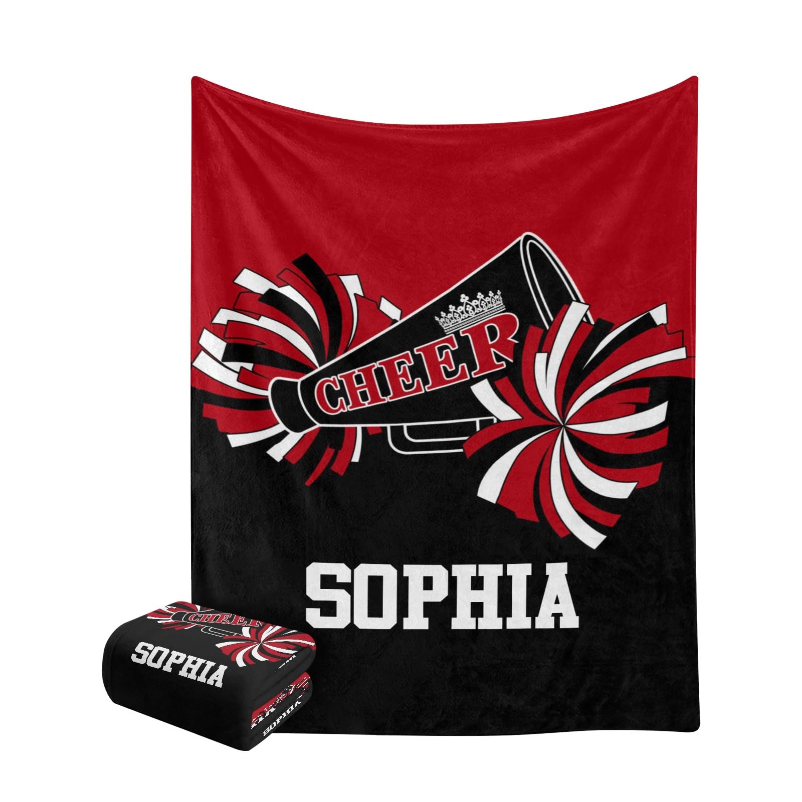 XOZOTY Cheerleader Dark Red Personalized Blanket Nursery Swaddling Blankets for Gilrs Boys Kids Newborns Baby Shower Pet Gift 30 x 40 Inch