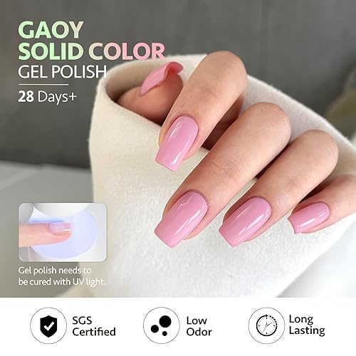Miniatura 5 de GAOY - Juego de 6 esmaltes de uñas en gel semipermanentes UV LED de la serie primavera verano, tonos brillantes azul y rosa, para manicura