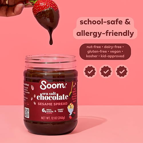 Miniatura 5 de Soom Foods Chocolate negro sal marina tahini untar 12 onzas (paquete de 2) | Textura suave y sedosa para hornear, postres, hummus | Vegano, sin