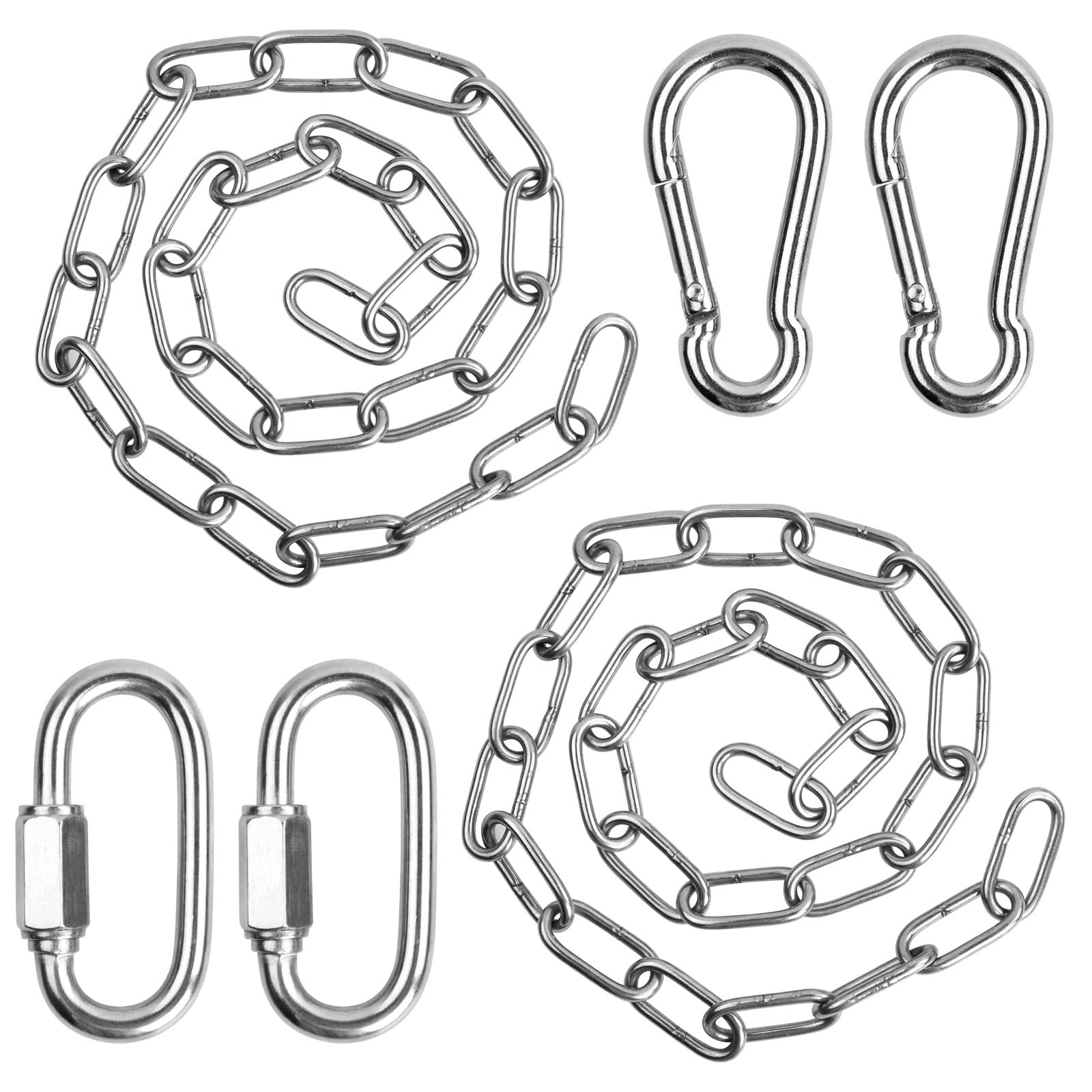 Stainless Steel Safety Chains 50CM (L) X 3MM (T) Long Link Chain Rings Light Duty Coil Chain For Hanging Pulling Towing (3mm*50cm-2 Pack - View #6