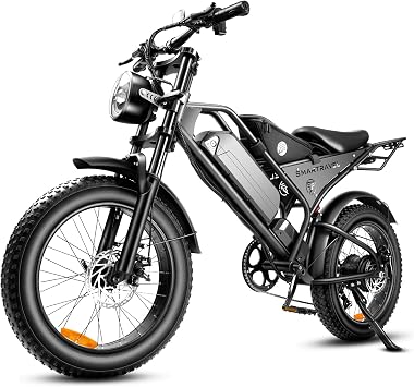 Electric Bike 20" Fat Tire for Adults,1200W Peak Brushless Motor with 18.2Ah Battery,Shimano 7 Speed Gears,EBike for Commute Mountain Beach Snow Riding,DK400