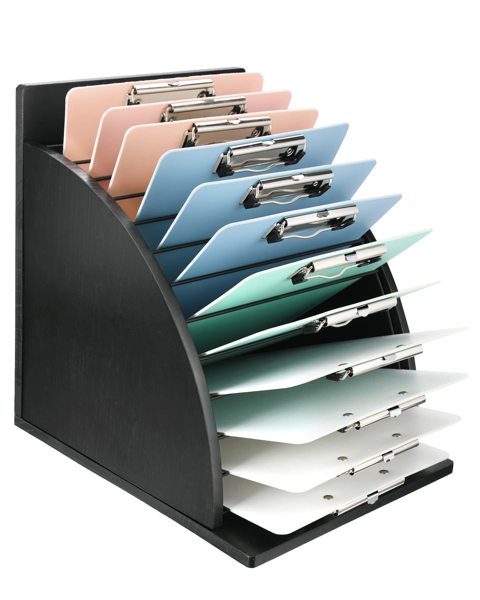 HULISEN Clipboard Holder, Wooden Clipboard Organizer with Raised Side Panel, Clip Board Storage Rack for Classroom and Office, Clip Boards not