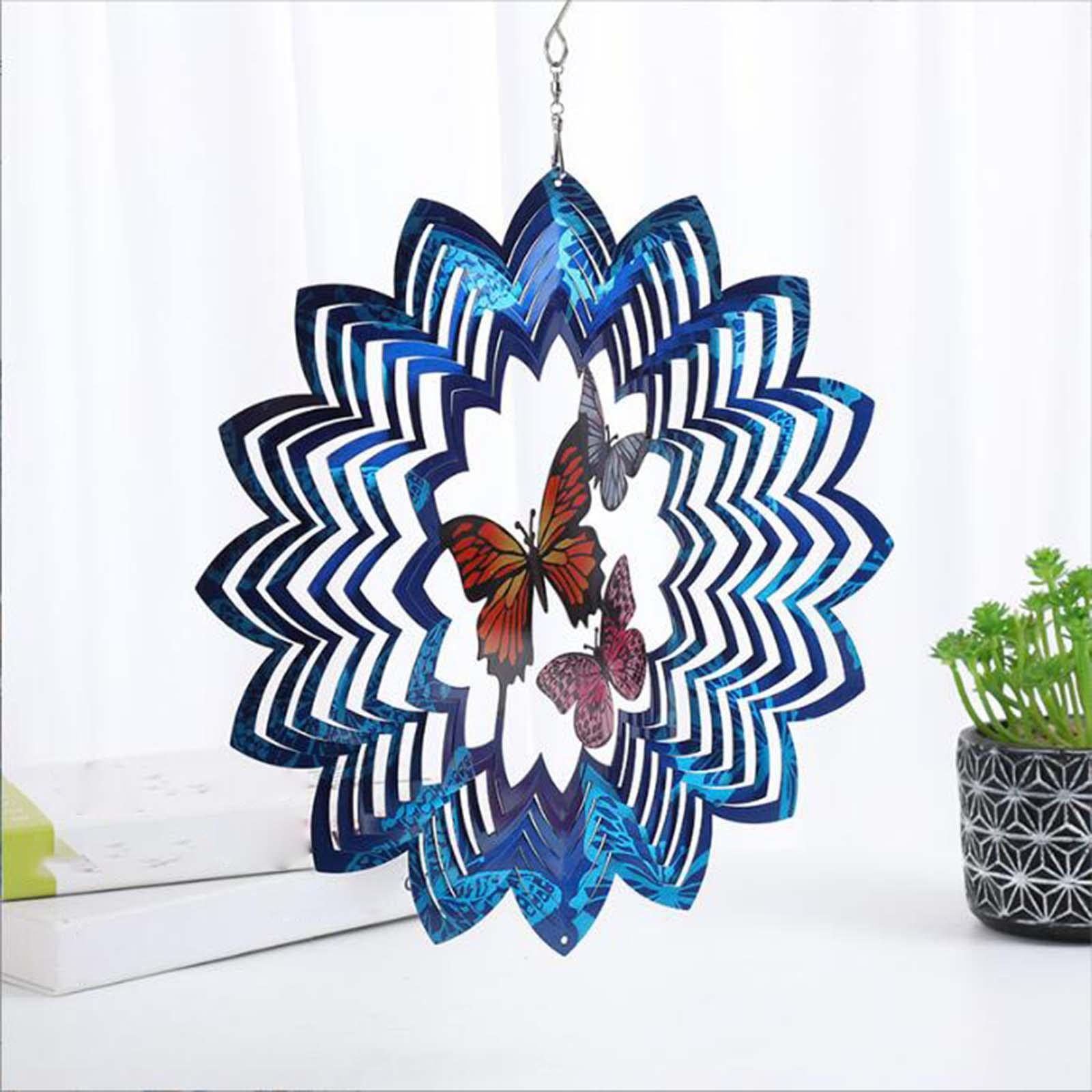 Stainless Steel 3D Wind Spinner Indoor/Outdoor Garden Balcony Ornaments Butterfly-image-32