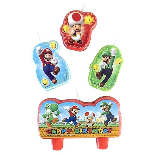 Amscan 171554-55 Mini Figured Candles Super Mario – Multicolour