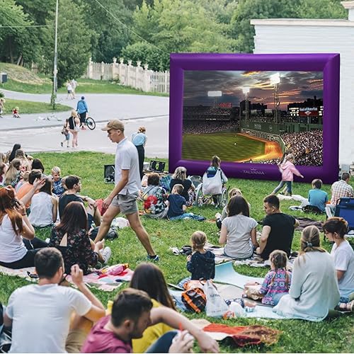 Miniatura 9 de Pantalla de proyector inflable de 33 pies para ver películas de TV en exteriores e interiores, pantalla enorme, soplador, amarres, estacas, bolsas