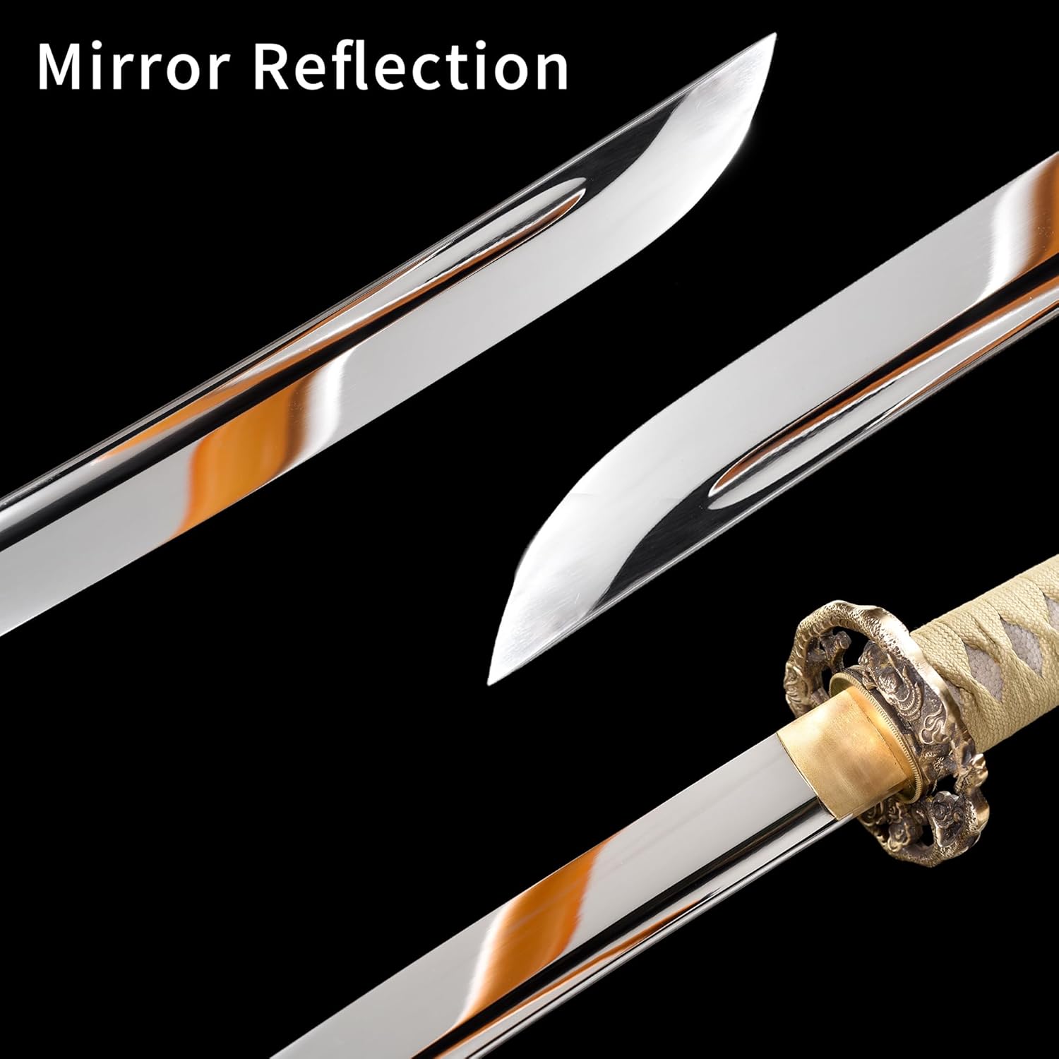 Katana Sword - 41" Full Tang Real Samurai Sword, Handmade Clay Tempered Spring Steel, Razor Sharp Japanese Samurai Swords Impressive Gift for Adults/Men