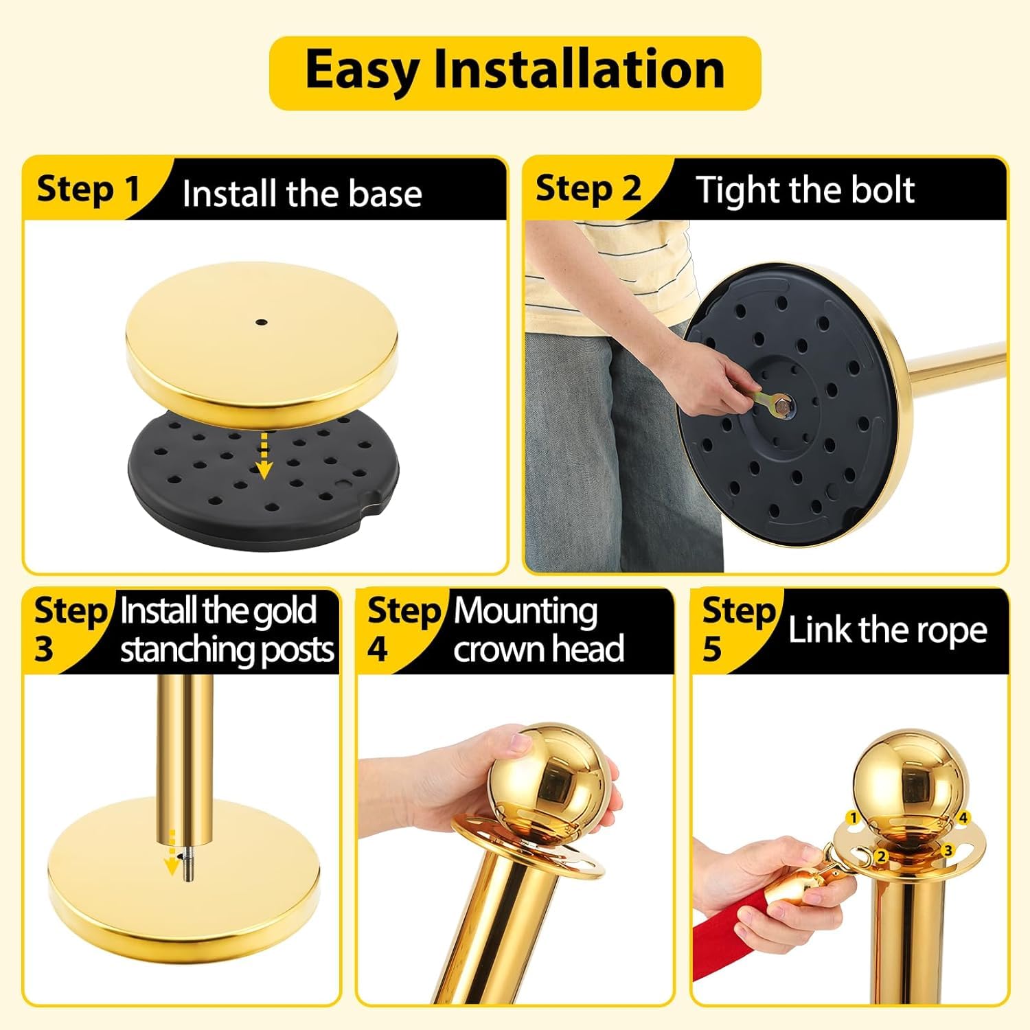 Snapklik.com : Velvet Ropes And Posts 8 Pcs, 5 Ft Red Velvet Rope Crowd ...