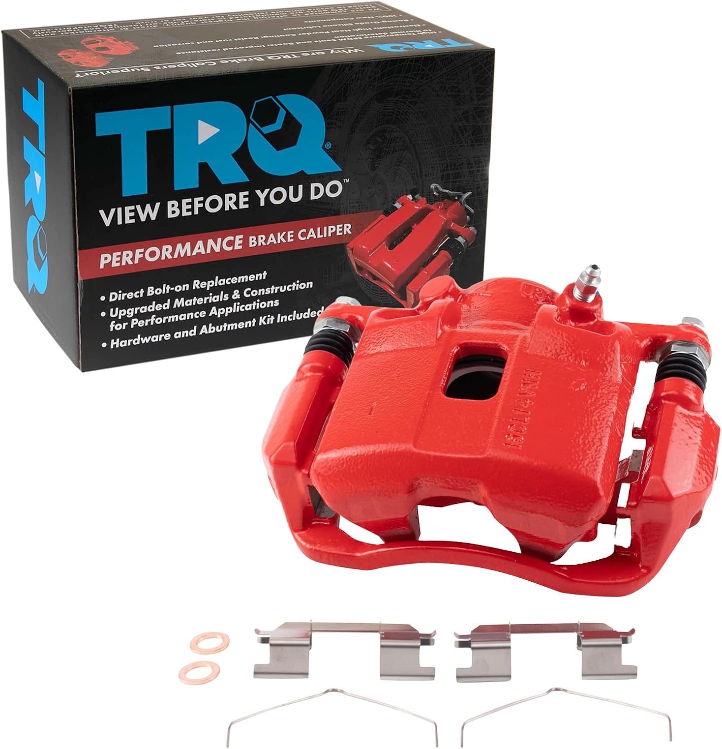 TRQ Front Left Right Brake Caliper w/Bracket Performance Red Driver Passenger Side Compatible with 2013-2014 Acura ILX 2012-2015 Honda Civic 2009-2020 Fit