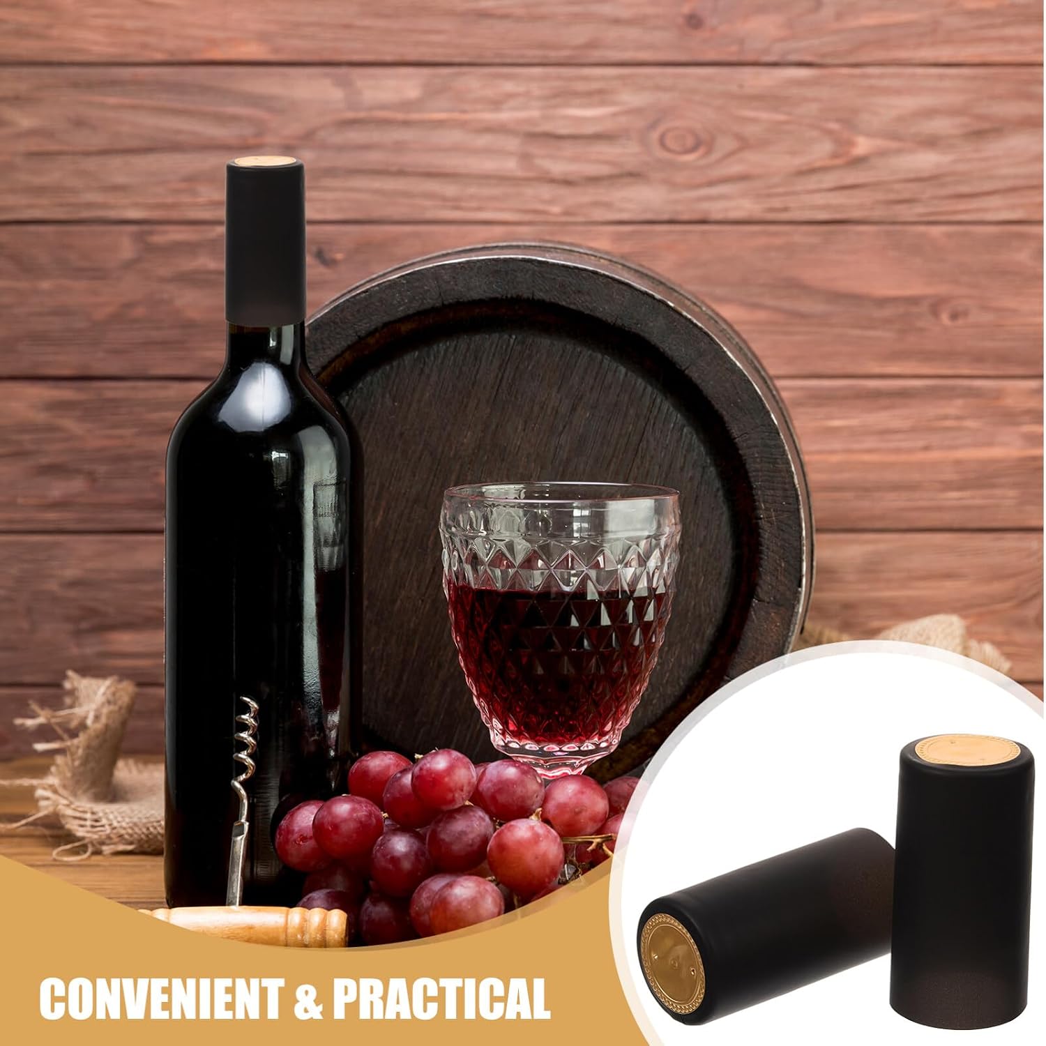 Kichvoe 100pcs Heat Shrink Wine Bottle Capsules Sealing Caps for Wine Bottles Tamper-evident Easy to Use for Home Brewing and Height