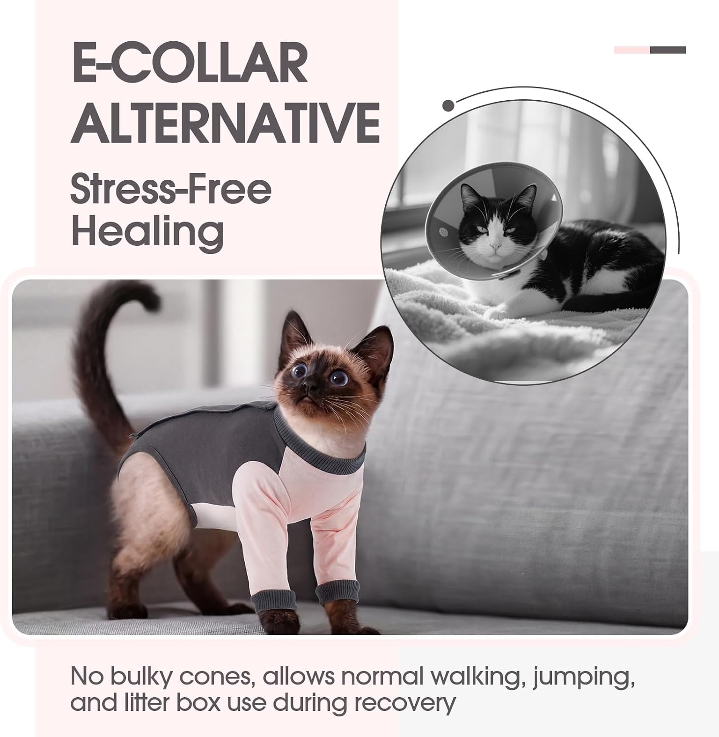 QBLEEV Cat Recovery Suit for Foreleg, Cat Onesie After Surgery for Female Male, Anti Licking Surgical Suit for Spay Neuter, Front Leg Protection with Long Sleeve, Soft Pajamas for Wounds Skin Disease