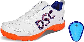 DSC Beamer Cricket Shoe for Men & Boys (Light Weight Economical Durable Size UK: 11) (Fluro Orange-White) Attitude Cricket Abdominal Guard Men, Multicolor