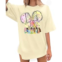 LUKYCILD Oversized Tshirts for Women Crew Neck Short Sleeve Summer Graphic Shirt Cute Family Vacation Tee Tops