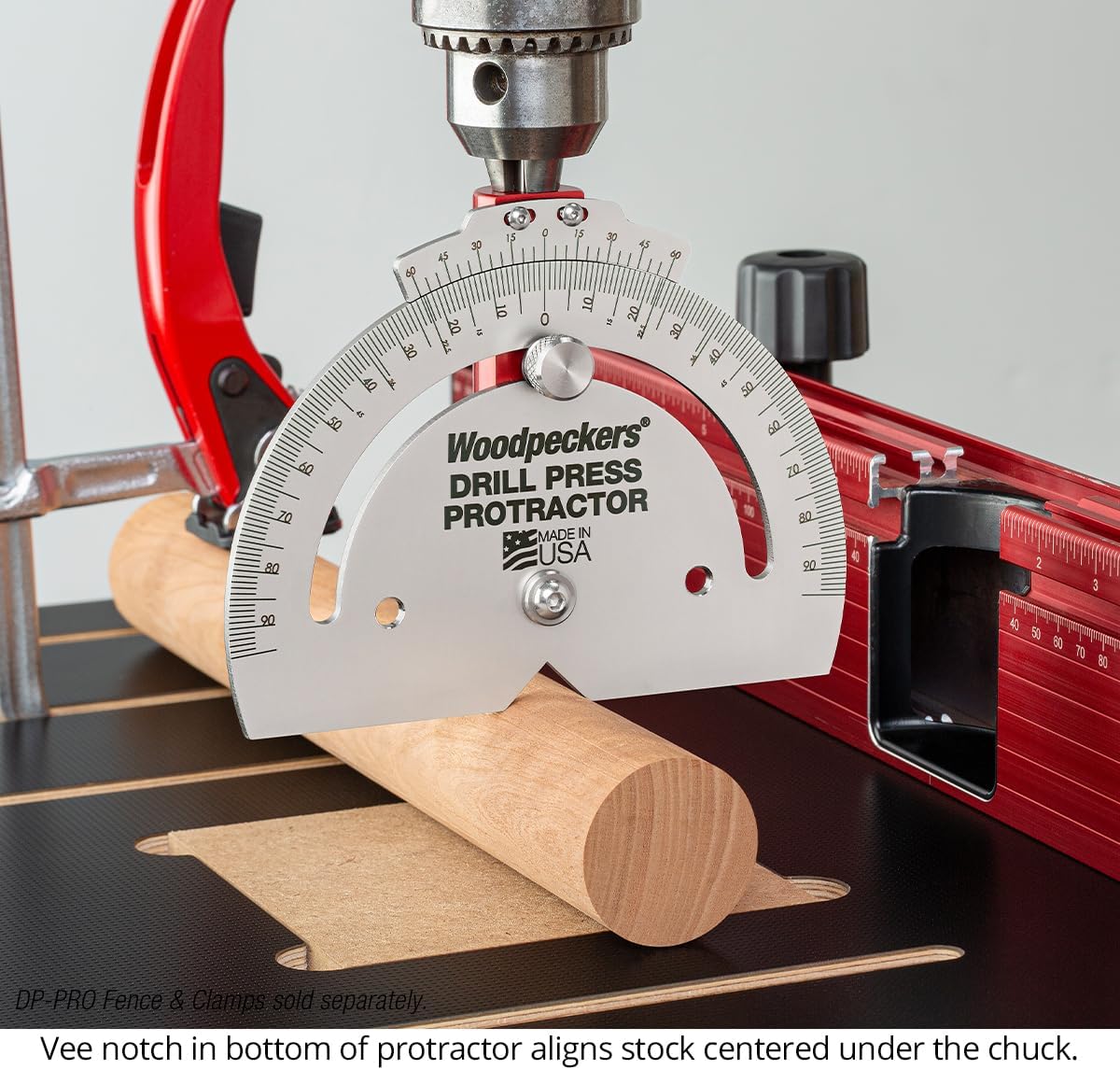 Woodpeckers Drill Press Protractor, Set Angles Quickly & Accurately on Drilling Table & Band Saw, USA Made Drill Press Accessory - DPP