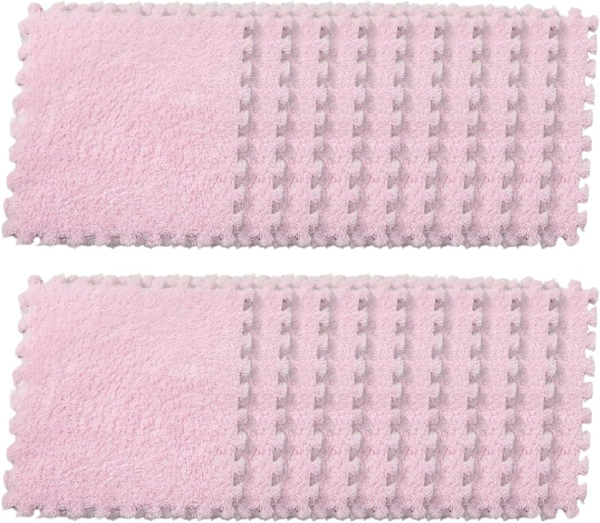 20pcs Interlocking Carpet Tiles 12 x 12 Inch Soft Plush Carpet Mat EVA Foam Squares Puzzle Floor Mat for Bedroom Living Room