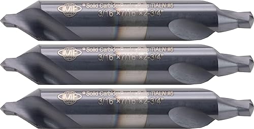 3 brocas centrales de carburo sólido, tamaño No. 5, revestimiento TiAlN 3 brocas centrales de carburo sólido, tamaño No. 5, revestimiento TiAlN