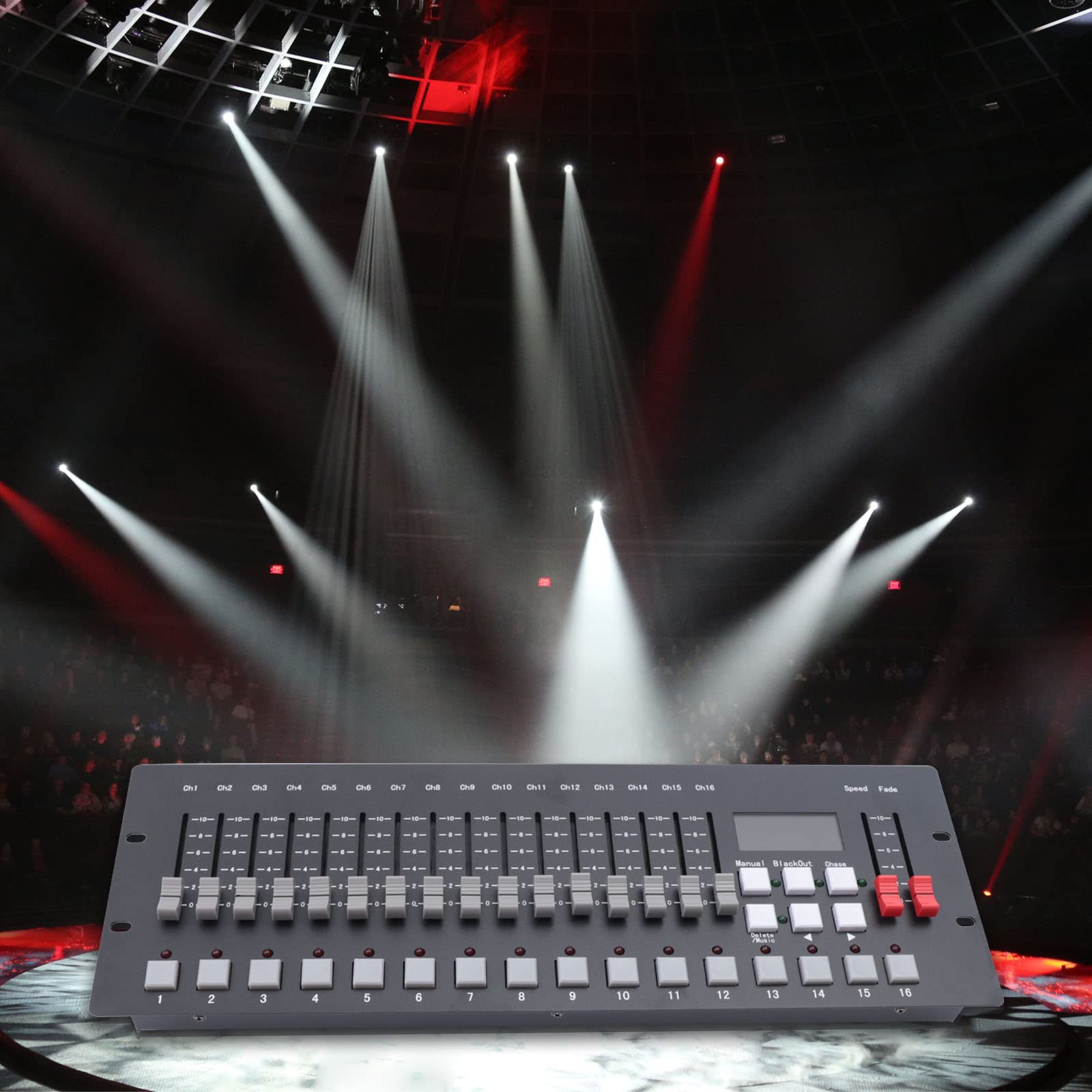 DMX Controller, 256 Kanäle DMX512 Unterstützen mit HD-LED-Anzeige für DJs, Bühnen, Diskotheken, Nachtclubs, Partys, Hochzeiten, Schwarz